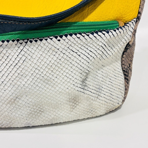 EBARRITO Blue and yellow leather shoulder bag - Picture 3 of 7